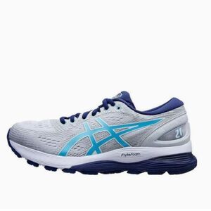 NEW ASICS GEL Nimbus 21 Grey Blue Womens Size 10 Medium 42 EUR Running Shoes